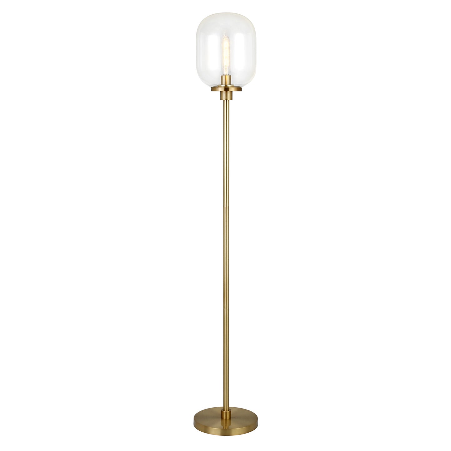 69" Brass Novelty Floor Lamp With Clear Seeded Glass Globe Shade