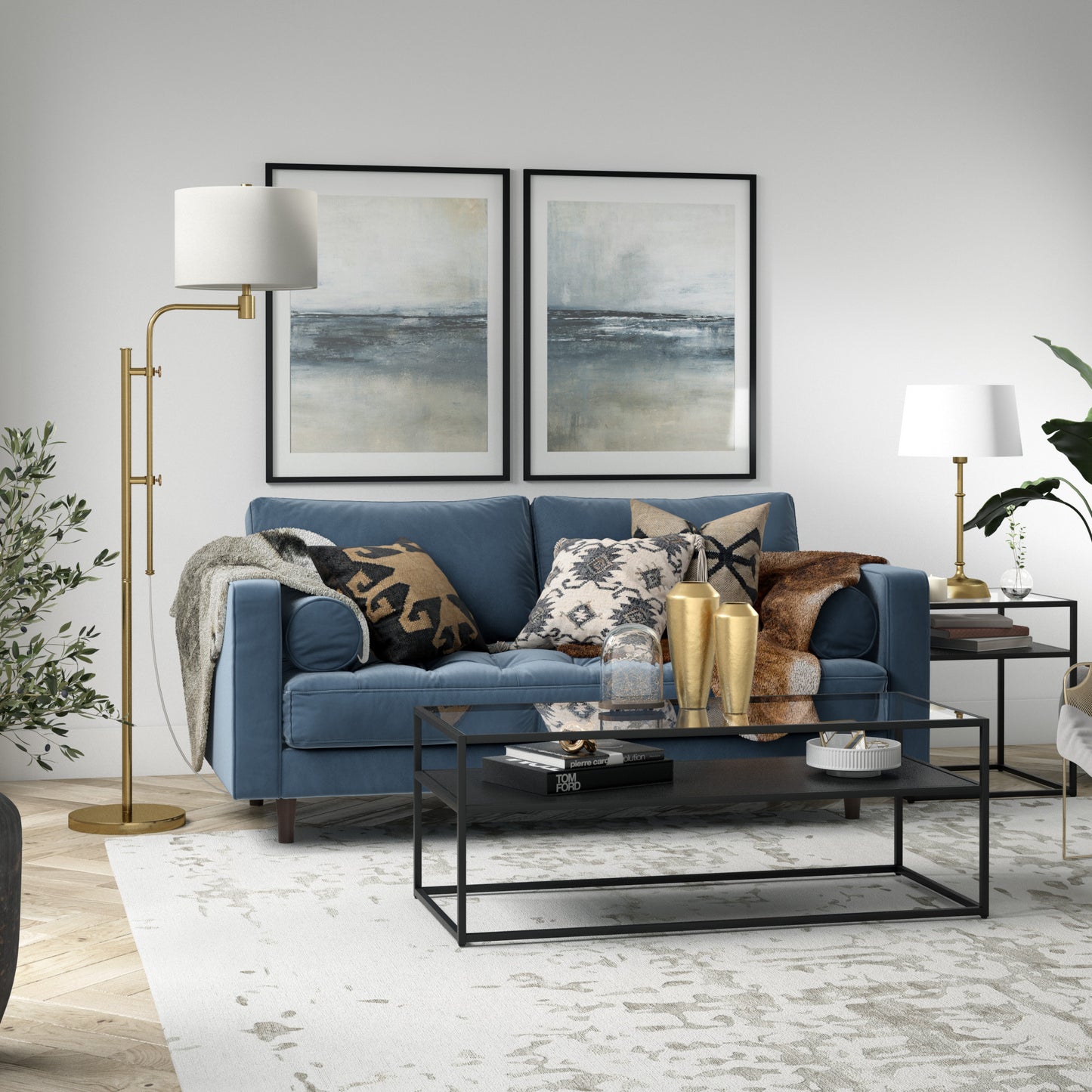 71" Brass Adjustable Traditional Shaped Floor Lamp With White Frosted Glass Drum Shade