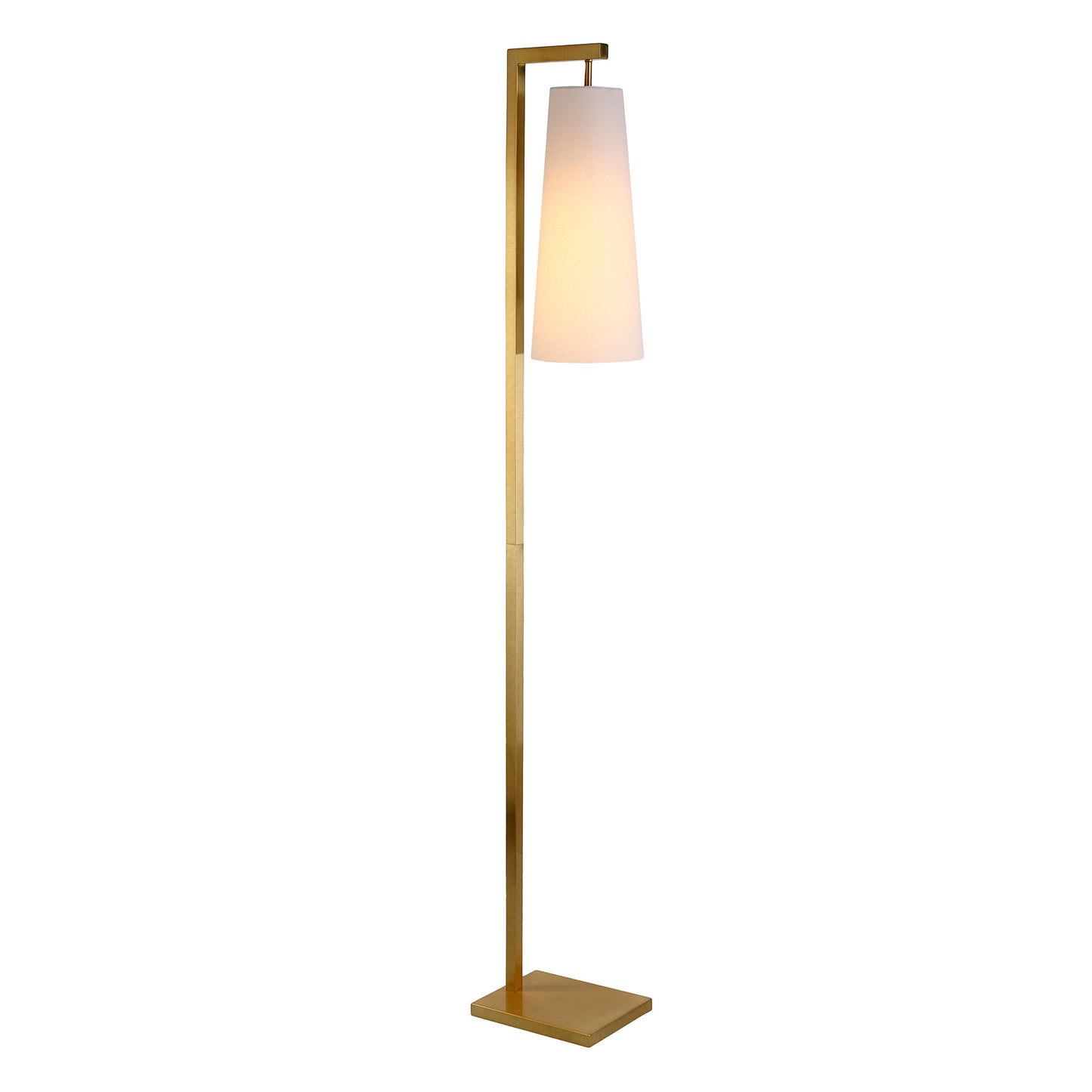 71" Brass Reading Floor Lamp With White Frosted Glass Cone Shade