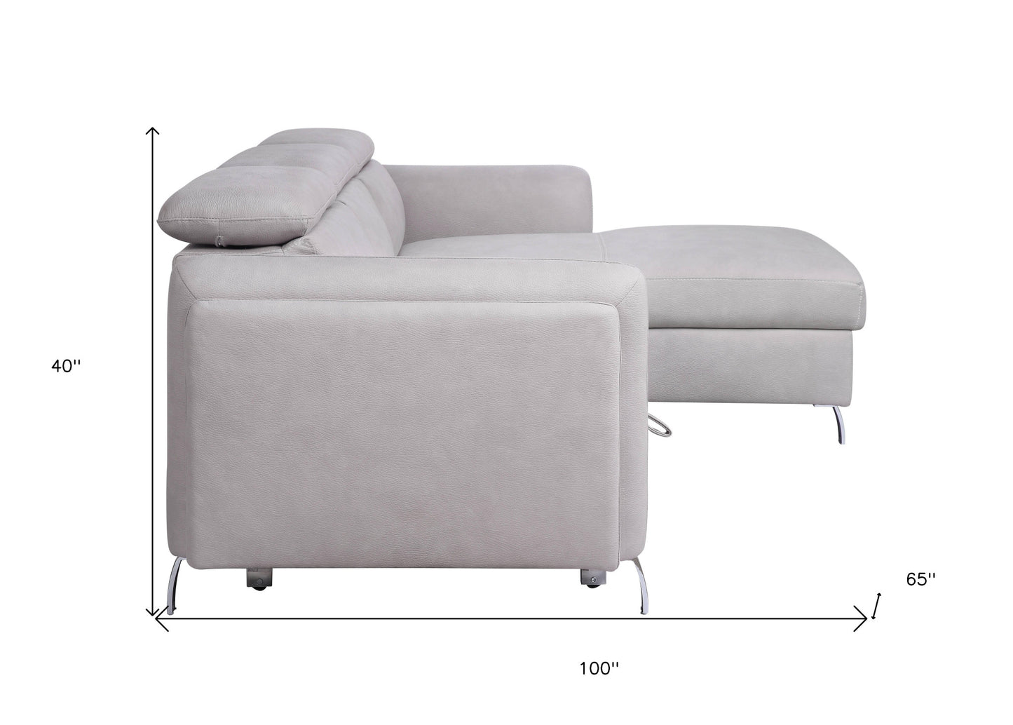 Beige Leather Sleeper L Shaped Two Piece Sofa and Chaise