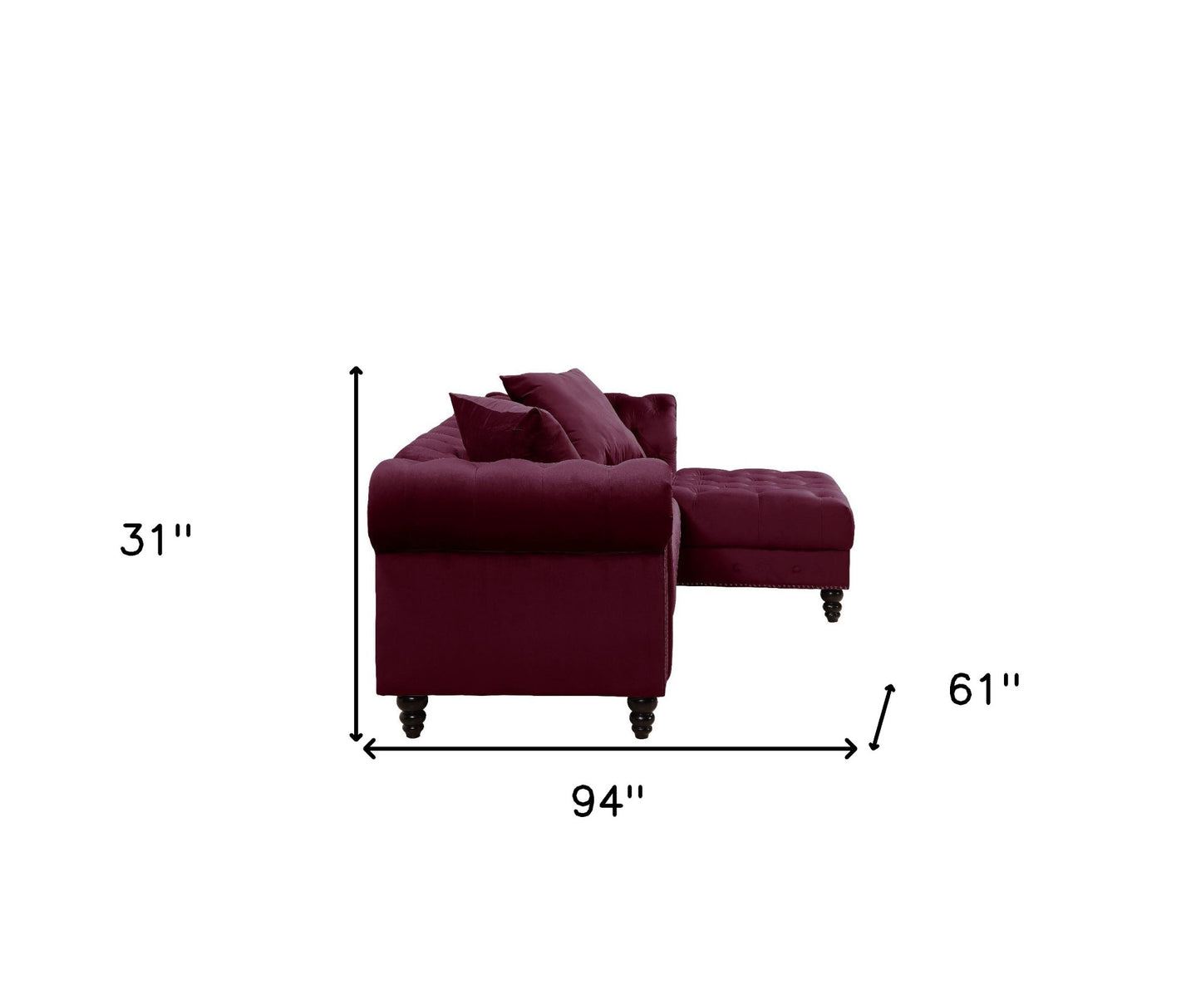 Red Velvet L Shaped Seating Component