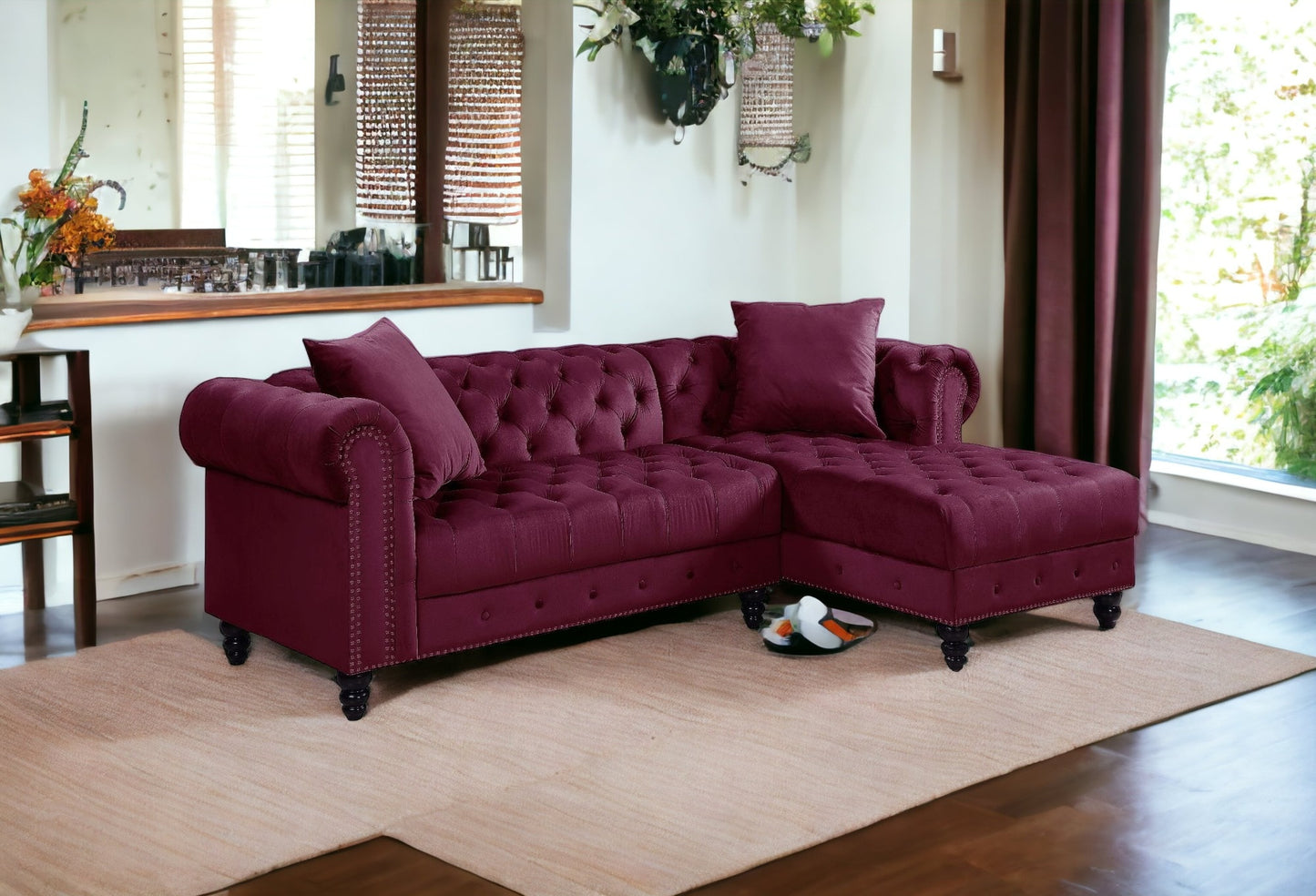 Red Velvet L Shaped Seating Component