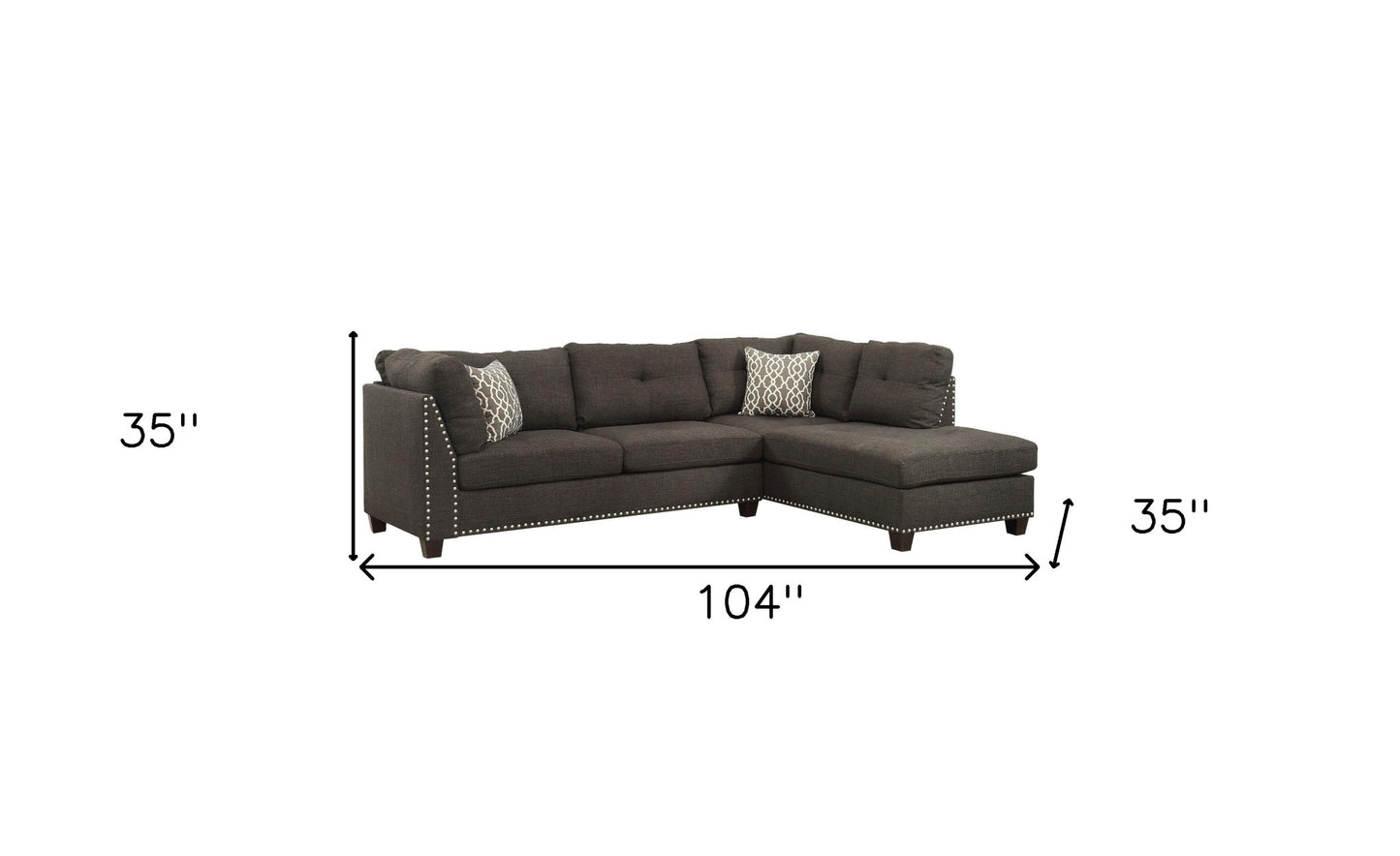 Charcoal Linen L Shaped Two Piece Sofa and Chaise