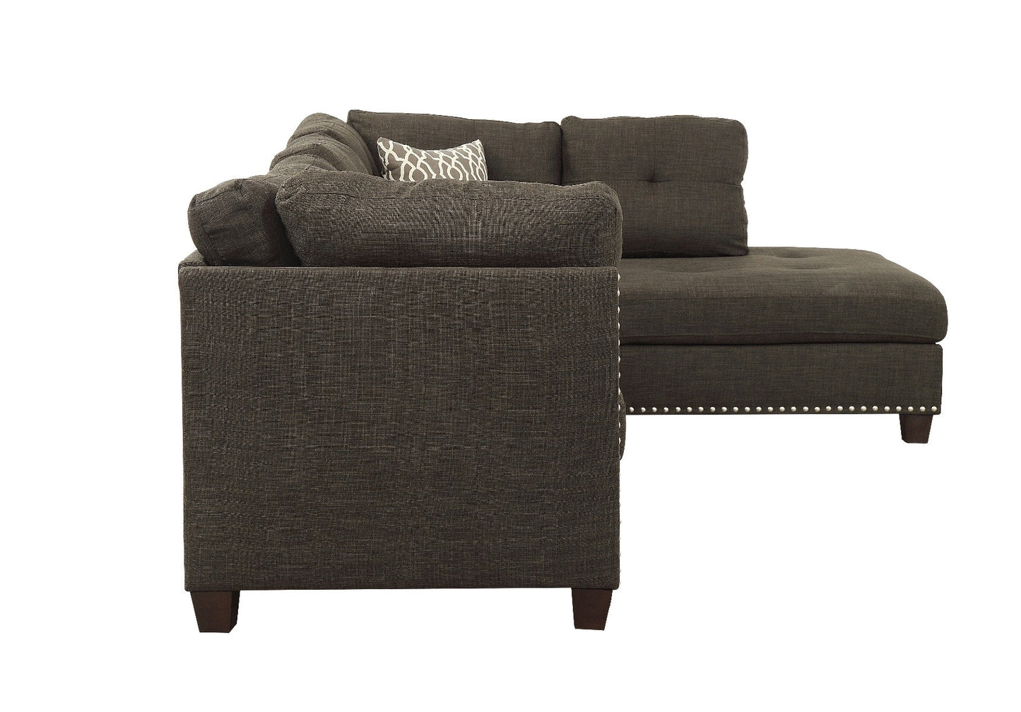 Charcoal Linen L Shaped Two Piece Sofa and Chaise