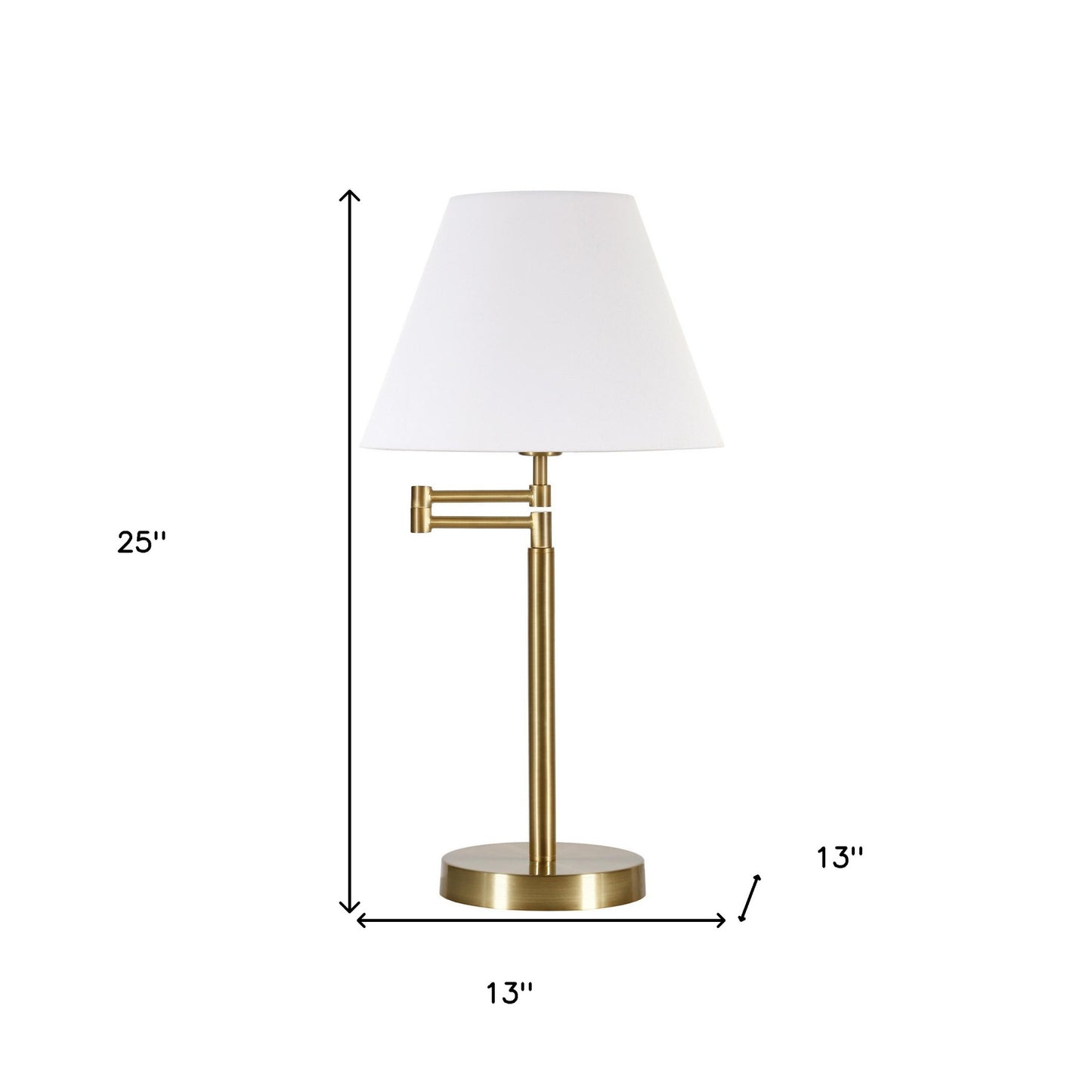 25" Gold Metal Table Lamp With White Empire Shade