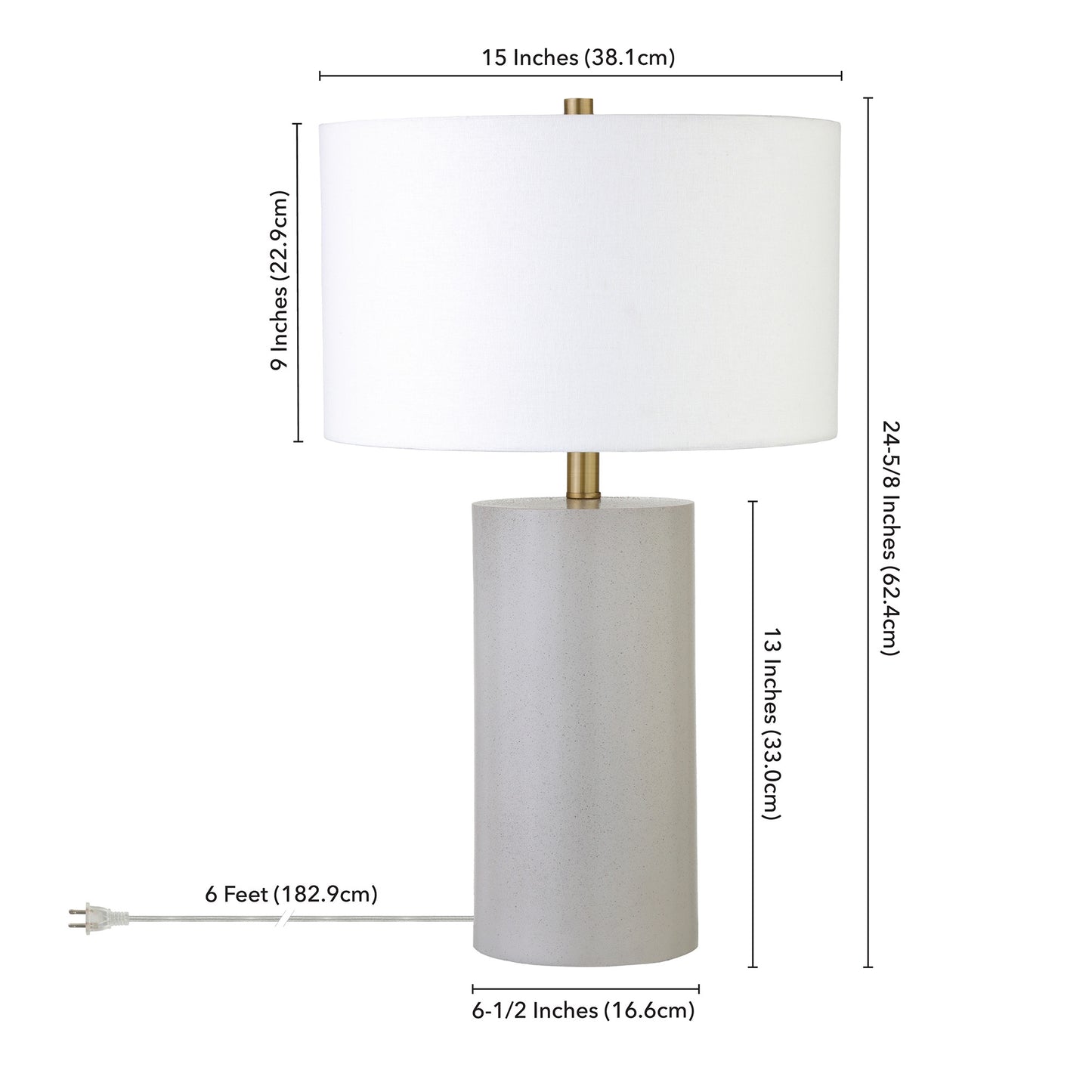 25" White Ceramic Table Lamp With White Drum Shade