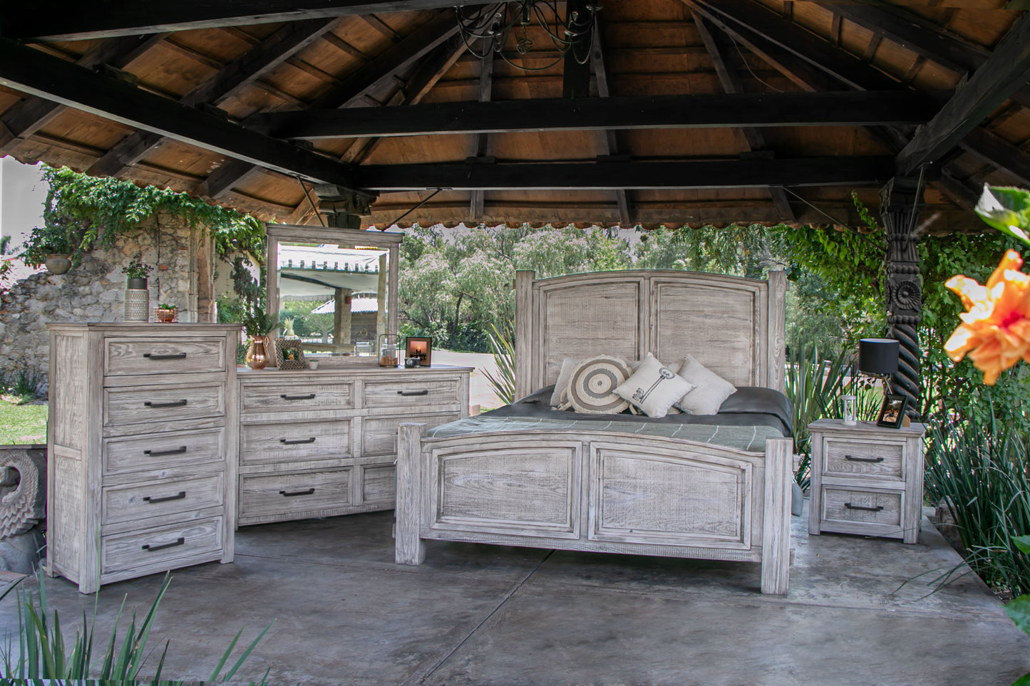 67" Gray Solid Wood Six Drawer Double Dresser