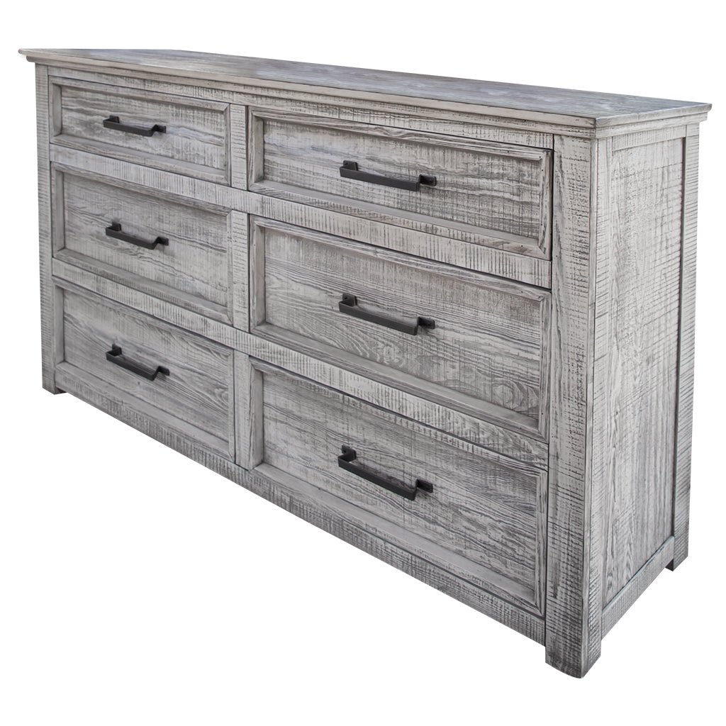 67" Gray Solid Wood Six Drawer Double Dresser