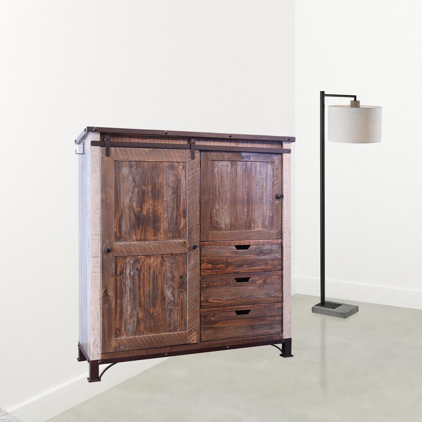 55" Brown Solid Wood Three Drawer Gentlemans Chest