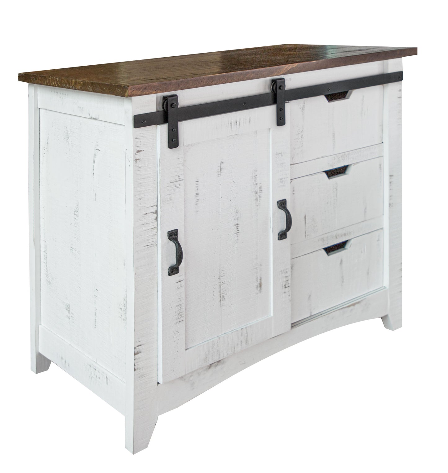 37" Brown and White Solid Wood Three Drawer Chest