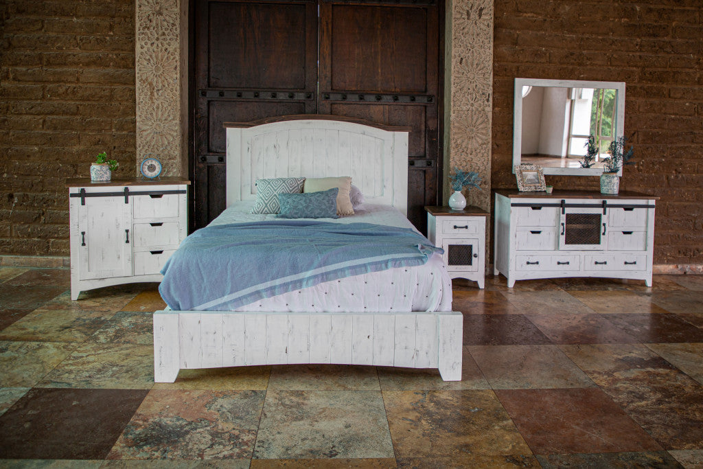 37" Brown and White Solid Wood Three Drawer Chest