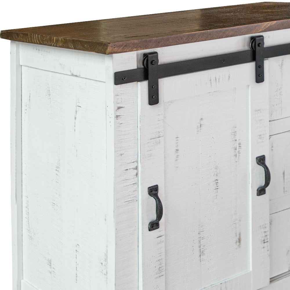 37" Brown and White Solid Wood Three Drawer Chest