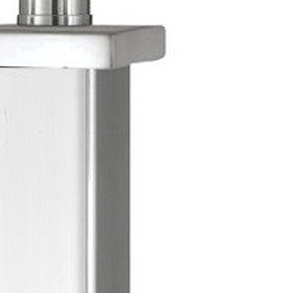 28" Nickel Metal Usb Table Lamp With White Novelty Shade