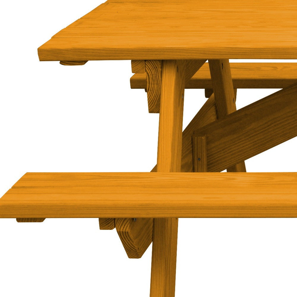 Natural Solid Wood Outdoor Picnic Table