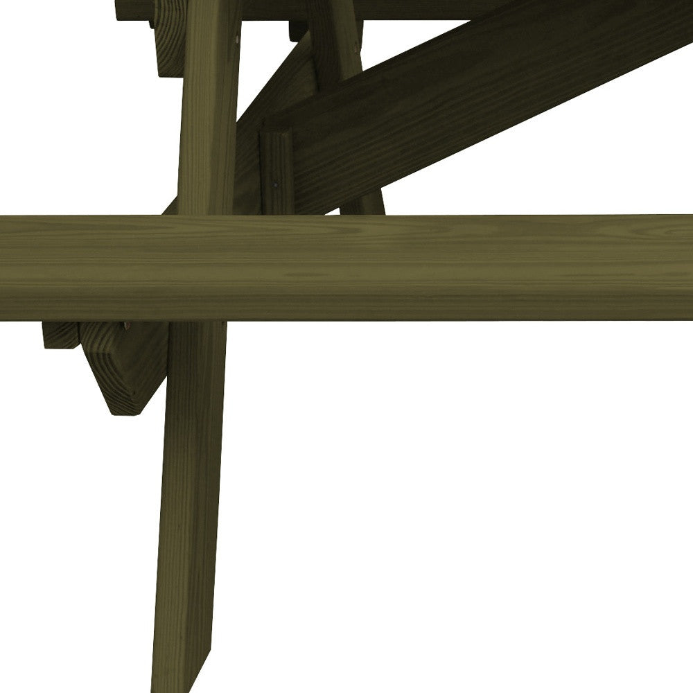 Green Solid Wood Outdoor Picnic Table