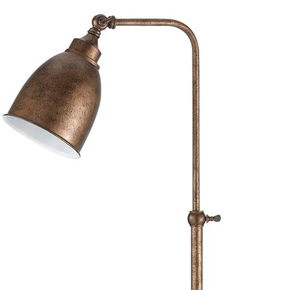 62" Rusted Adjustable Traditional Shaped Floor Lamp With Rust Dome Shade