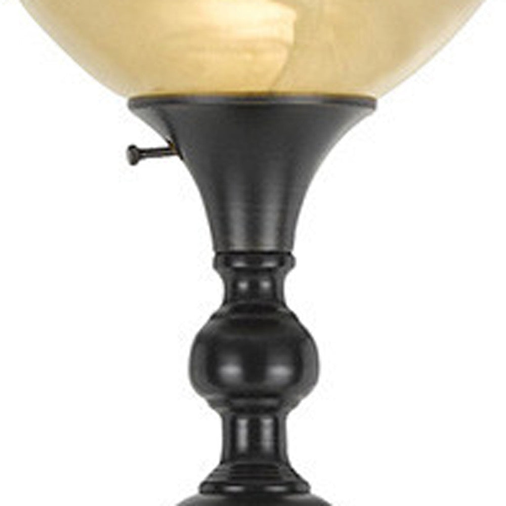 71" Bronze Torchiere Floor Lamp With Beige Frosted Glass Dome Shade