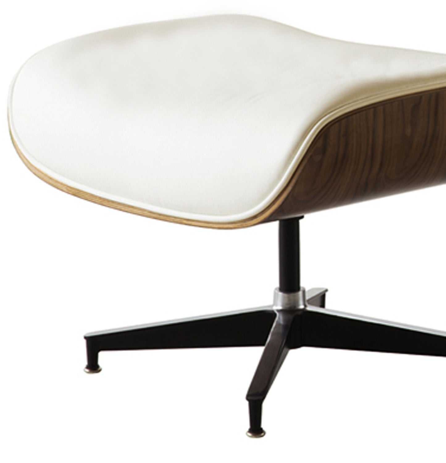 35" Beige Tufted Leather And Dark Brown Swivel Lounge Chair with Ottoman