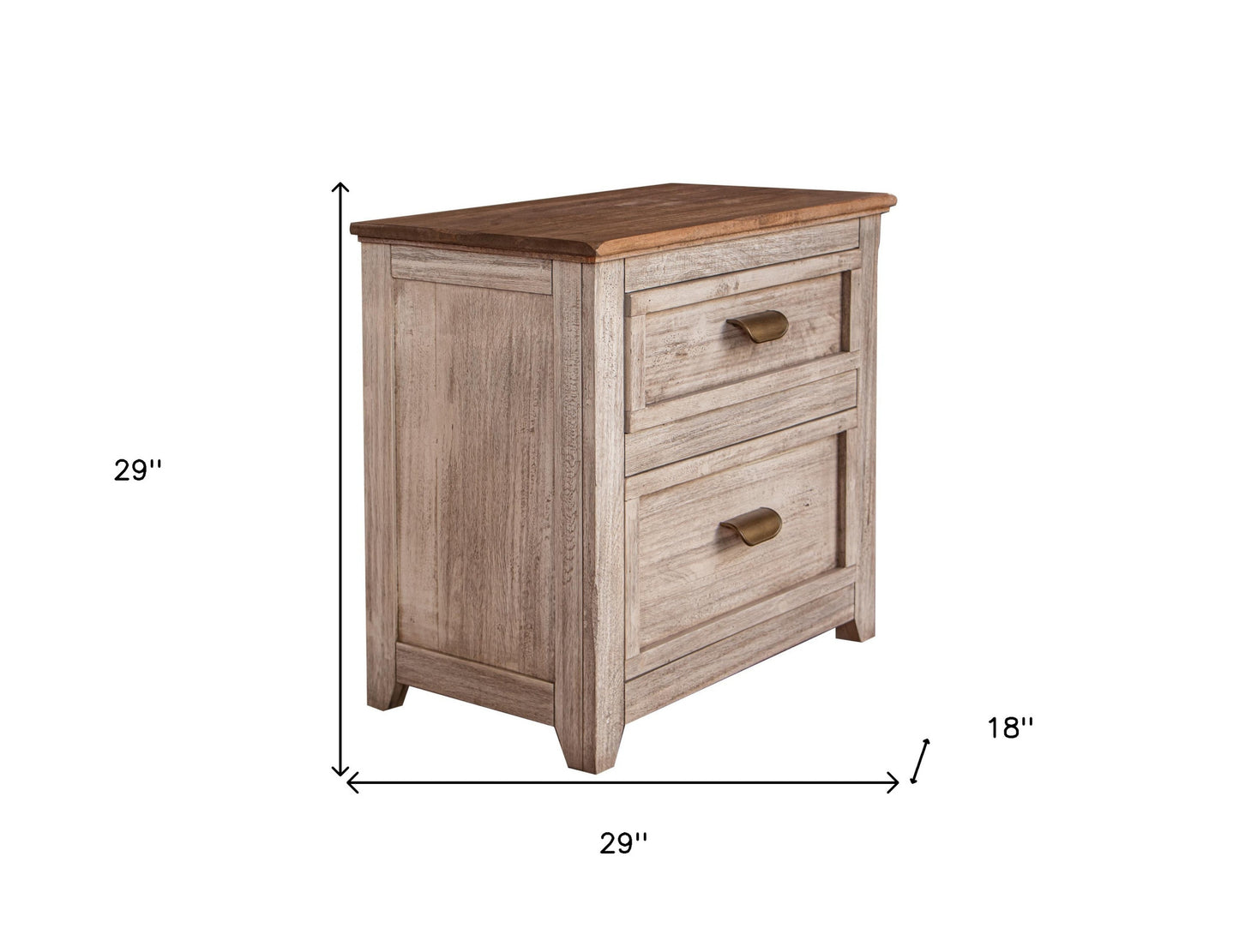 29" Cream Two Drawer Nightstand