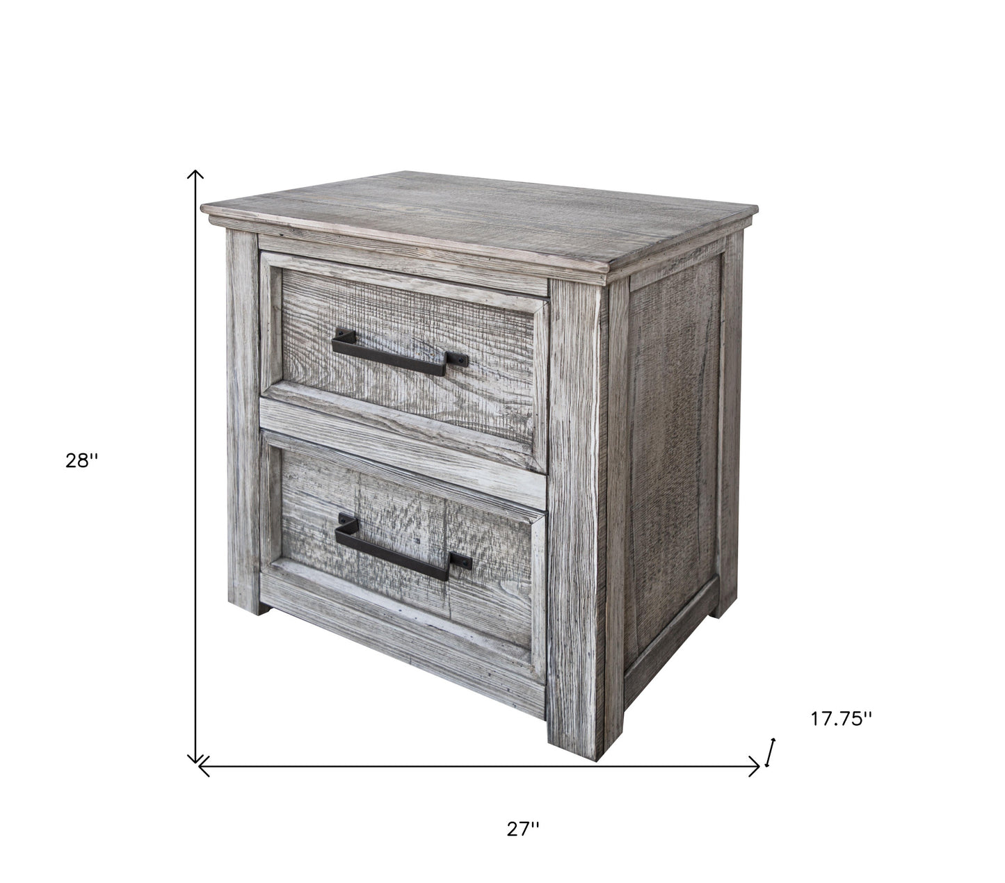 28" Gray Two Drawer Nightstand