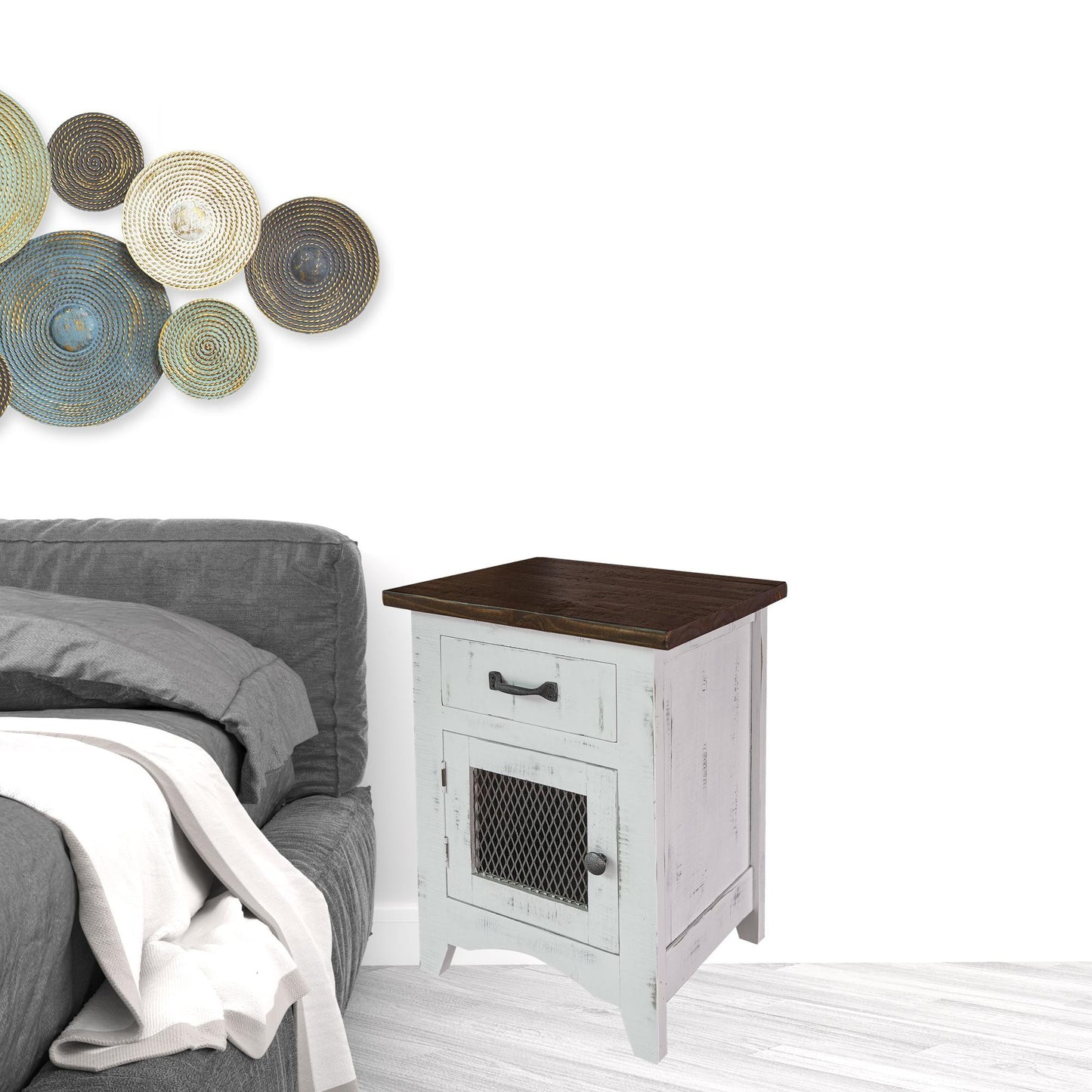 27" White One Drawer Nightstand