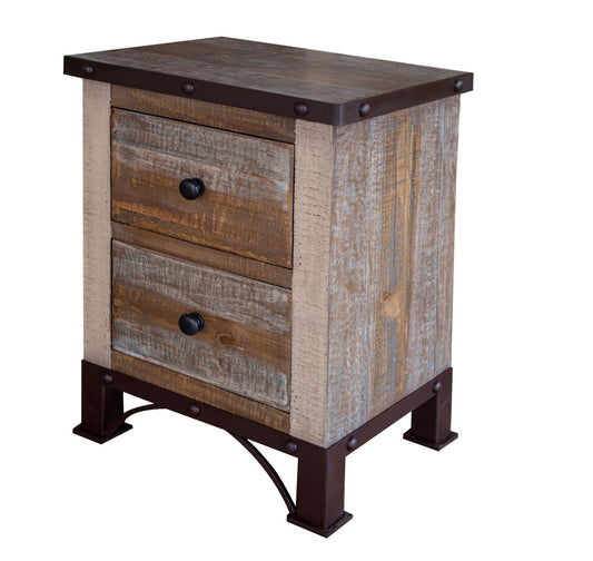 22" Brown Two Drawer Nightstand