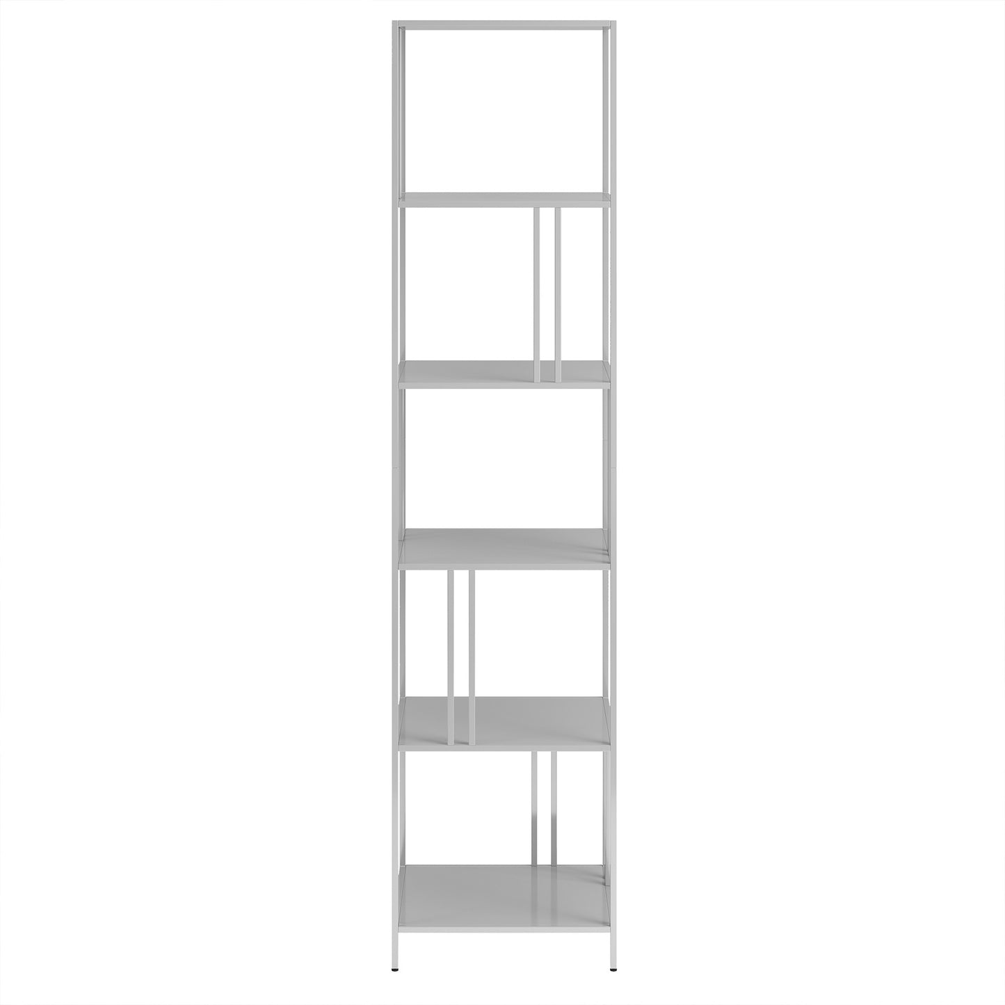 76" Silver Metal Five Tier Etagere Bookcase