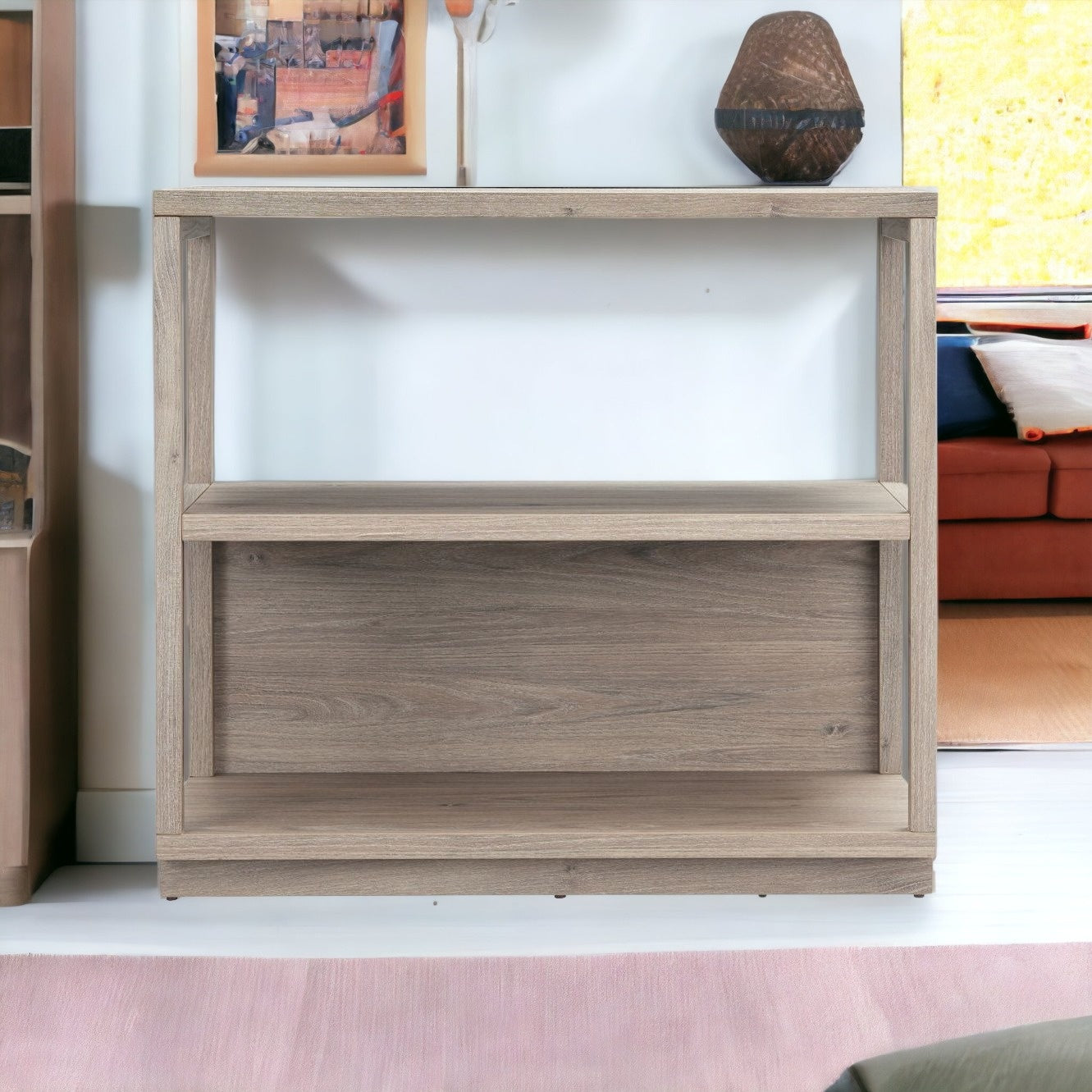 33" Gray Three Tier Standard Bookcase
