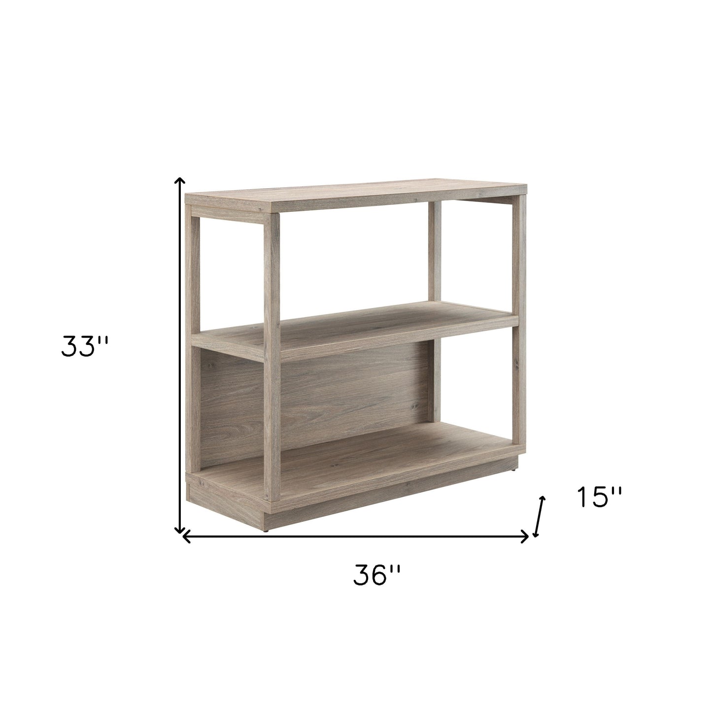 33" Gray Three Tier Standard Bookcase
