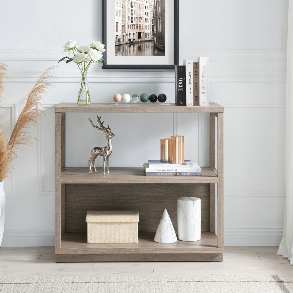 33" Gray Three Tier Standard Bookcase