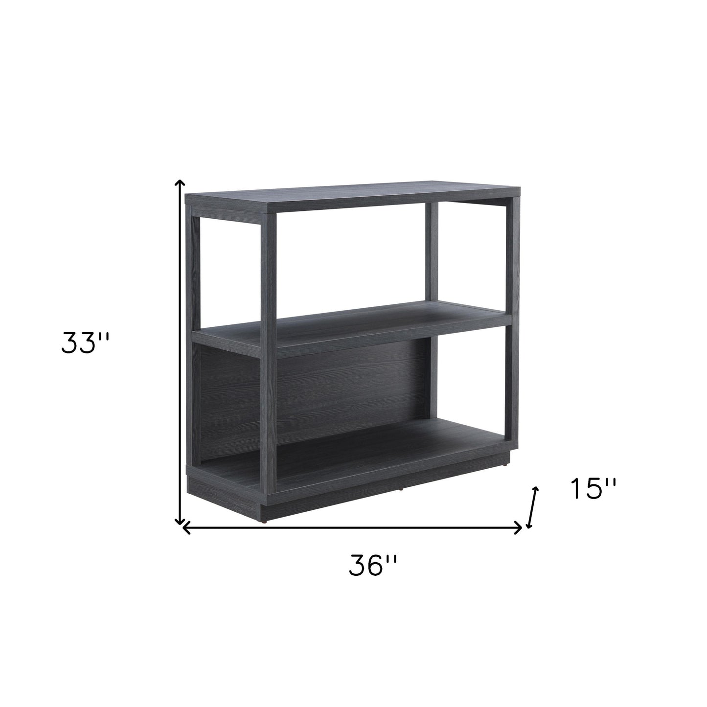 33" Gray Three Tier Standard Bookcase
