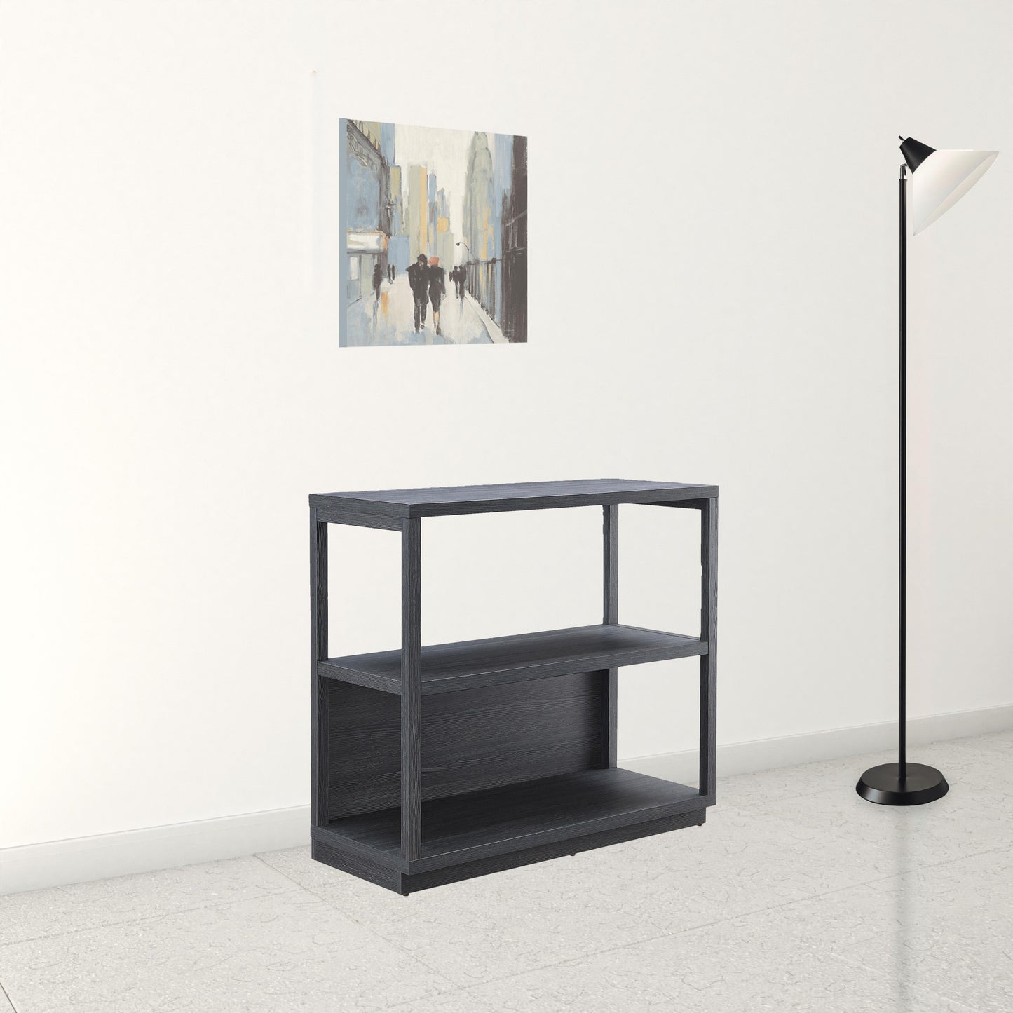 33" Gray Three Tier Standard Bookcase