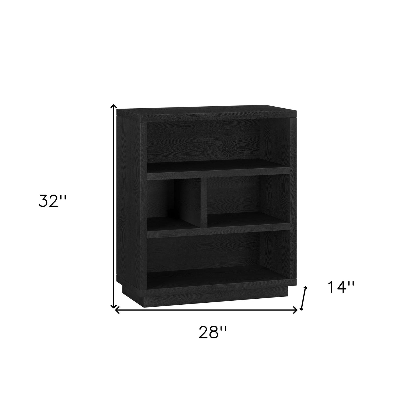32" Black Four Tier Standard Bookcase