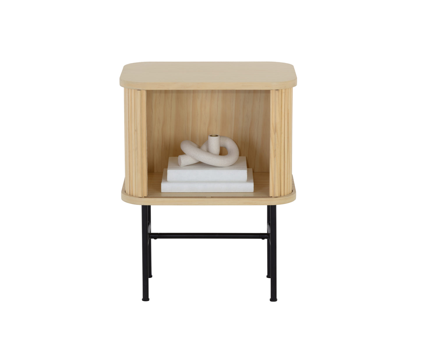 24" Natural Modern Sliding Door Nightstand