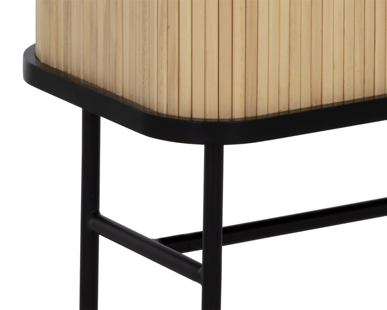 24" Natural and Black Modern Sliding Door Nightstand