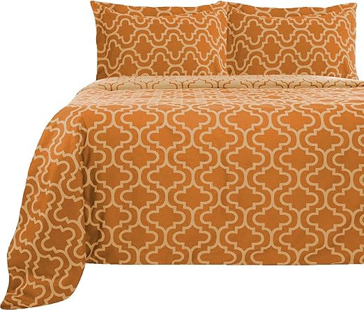 Pumpkin Queen Cotton Blend Thread Count Washable Duvet Cover Set