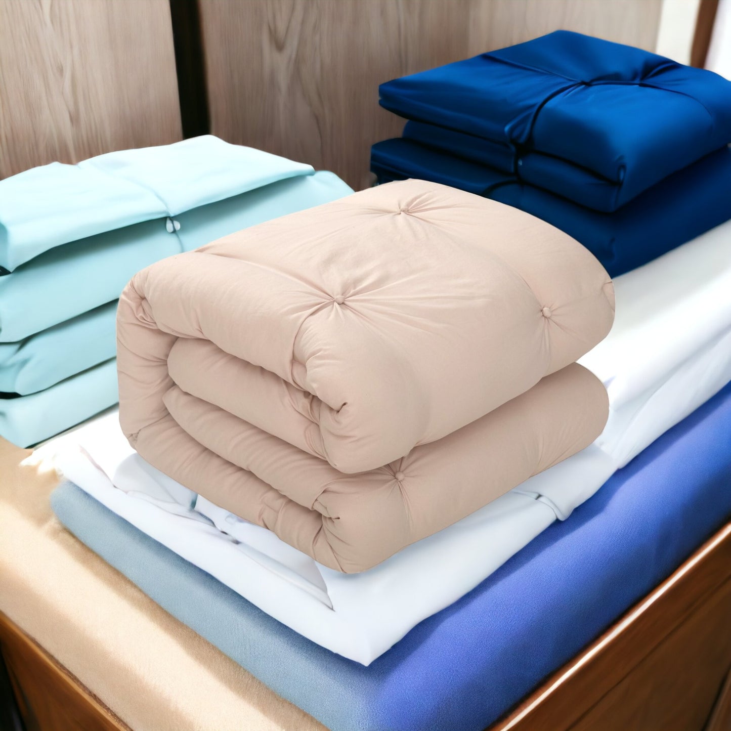 Blush Queen Polyester 180 Thread Count Washable Down Comforter Set