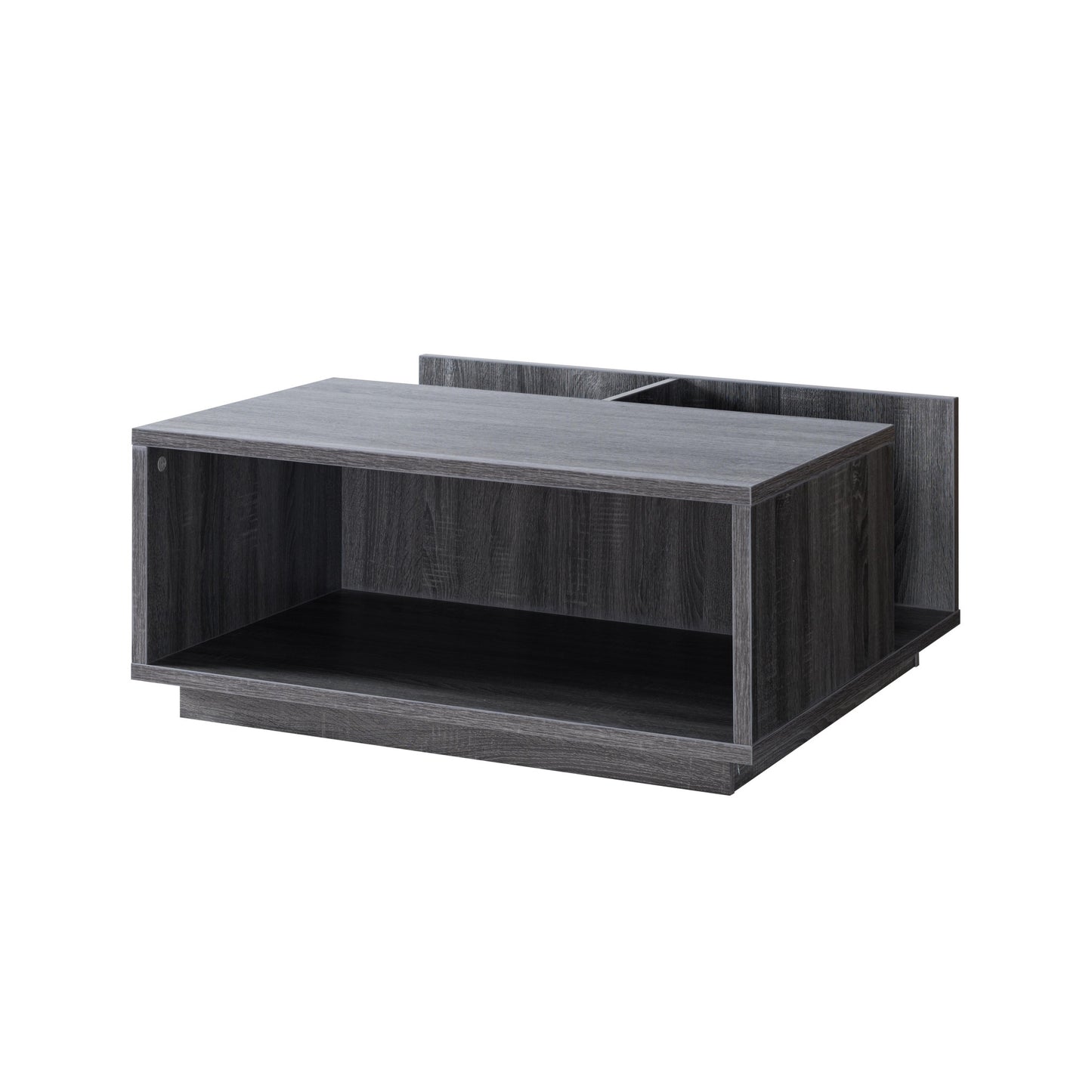 36" Gray Square Distressed Coffee Table With Shelf