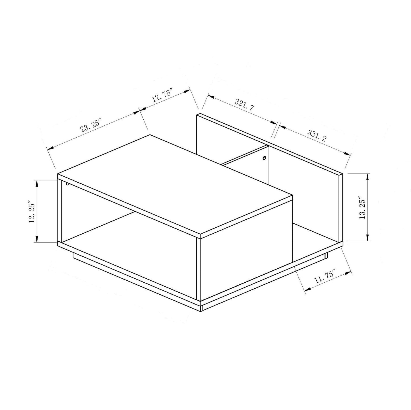 36" Gray Square Distressed Coffee Table With Shelf