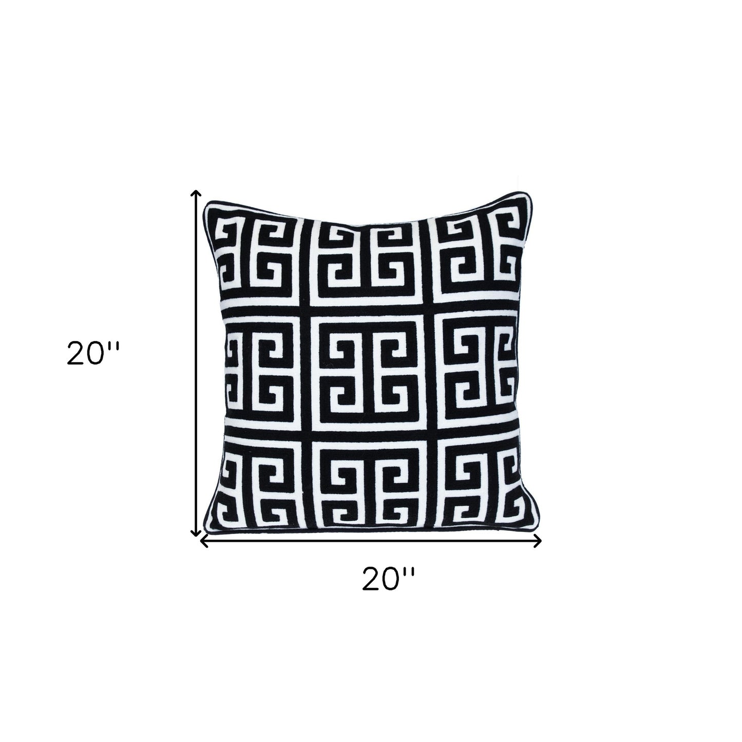18" X 18" Black 100% Cotton Interlocking Zippered Pillow