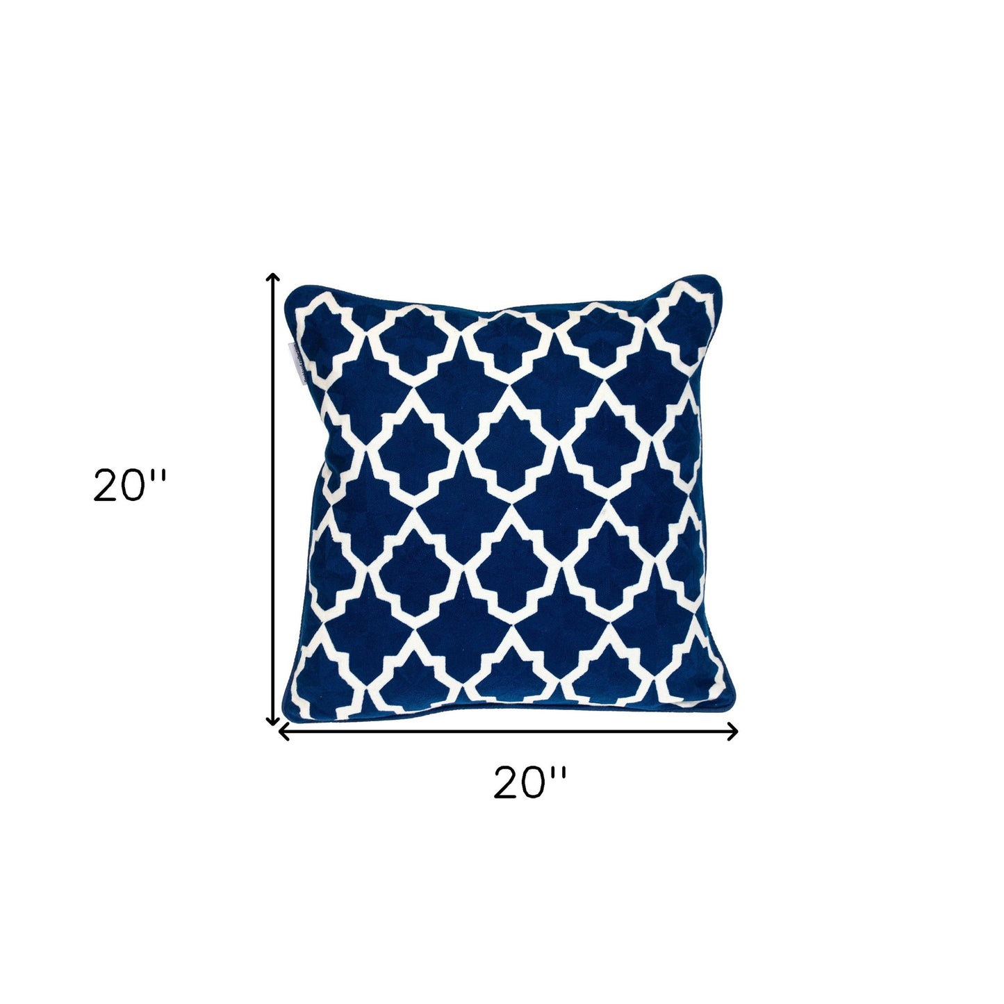 18" X 18" Blue 100% Cotton Geometric Zippered Pillow
