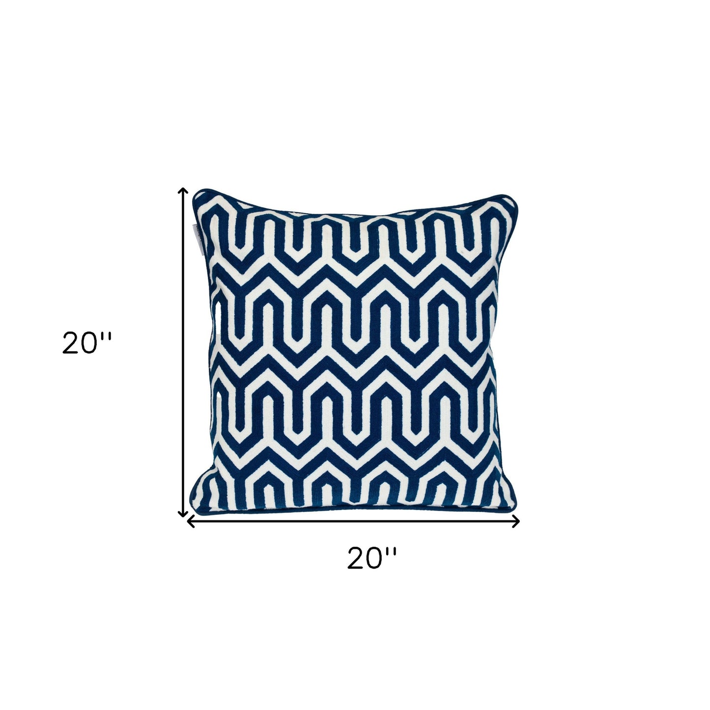 18" X 18" Blue 100% Cotton Geometric Zippered Pillow