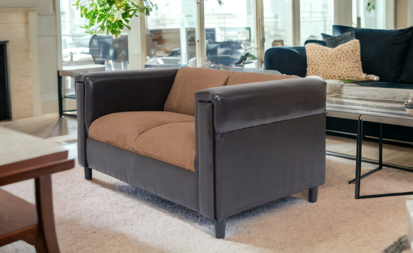 72" Brown Black Chenille Love Seat