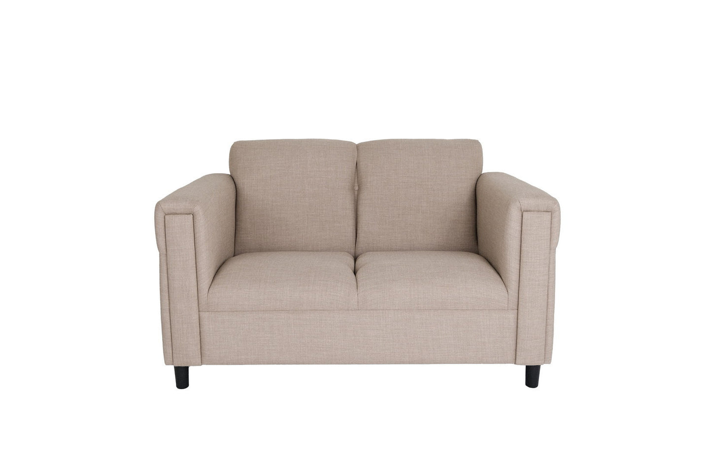 72" Deep Taupe and Black Polyester Blend Love Seat