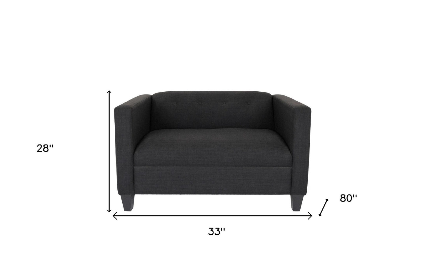 80" Black and Dark Brown Polyester Blend Love Seat
