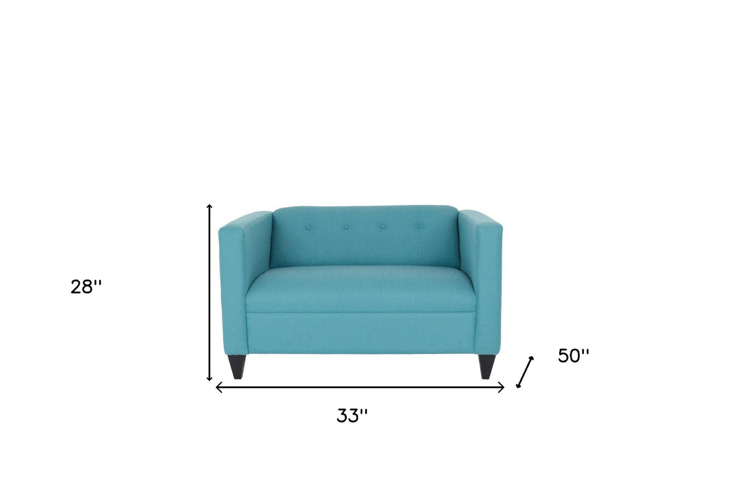 50" Teal Blue Dark Brown Polyester Blend Love Seat