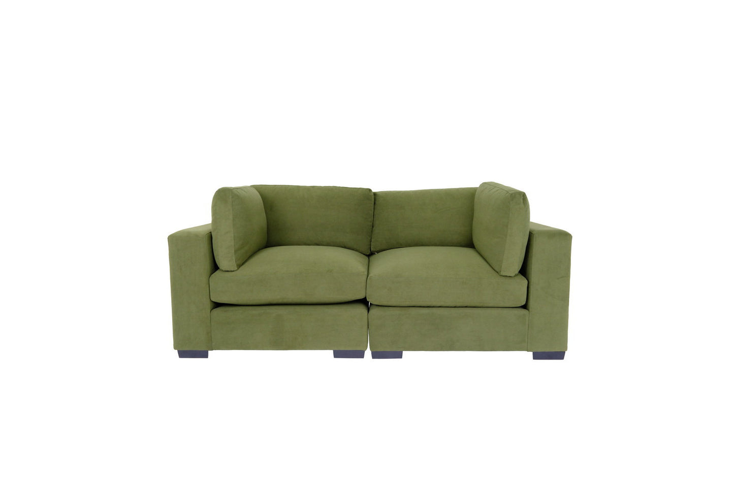 84" Forest Green and Dark Brown Love Seat