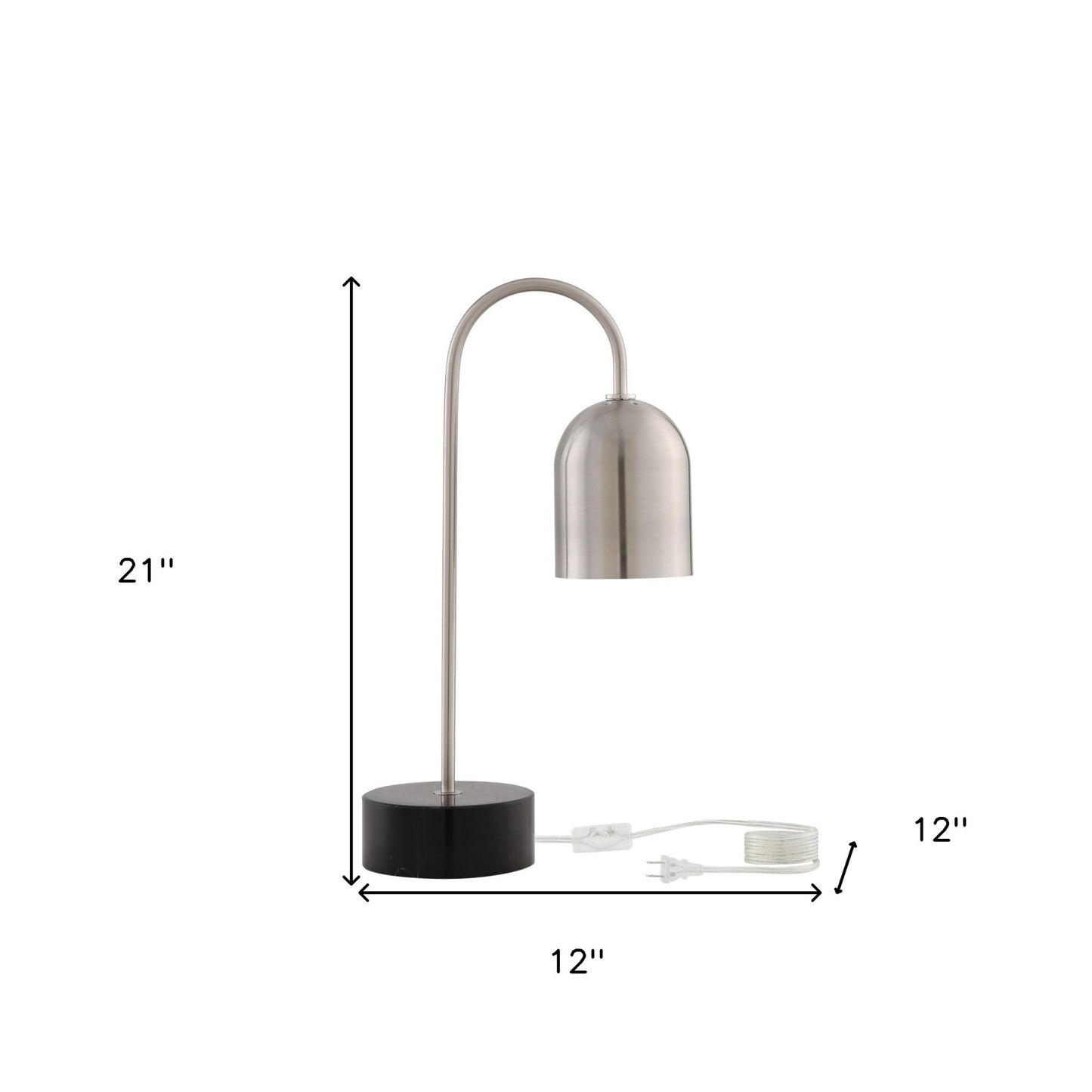 21" Black Iron Desk Table Lamp With Black Bell Shade