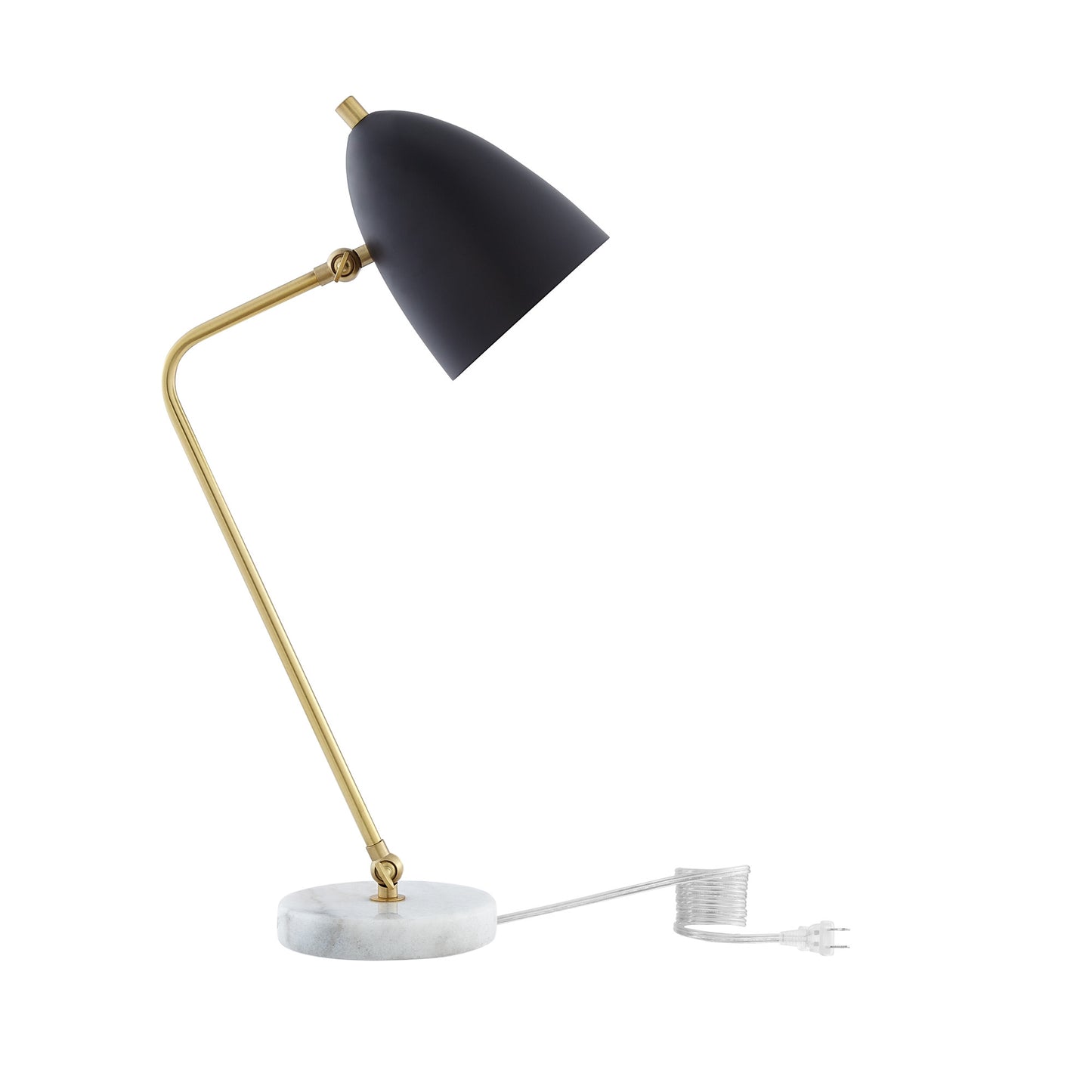 22" Black Iron Desk Table Lamp With Black Bell Shade