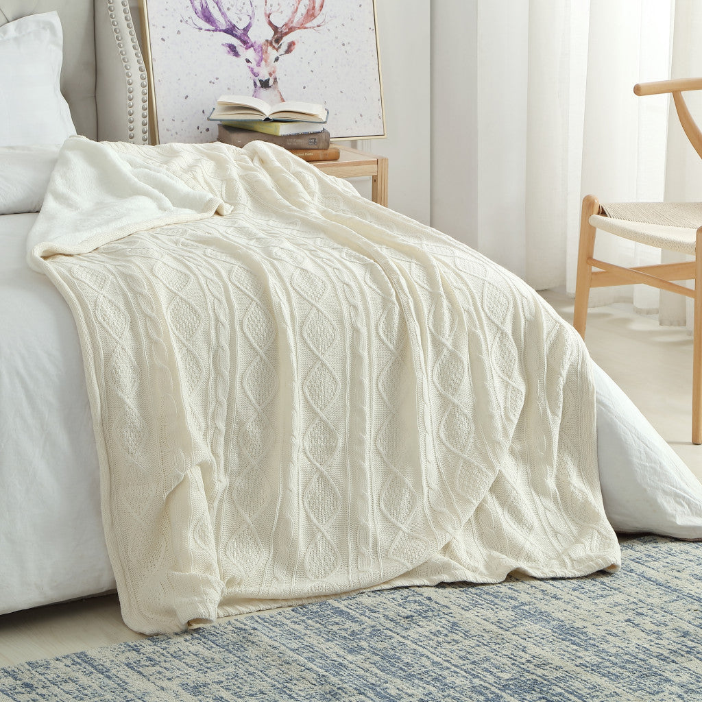 Blush Knitted Acrylic Solid Color Throw Blanket